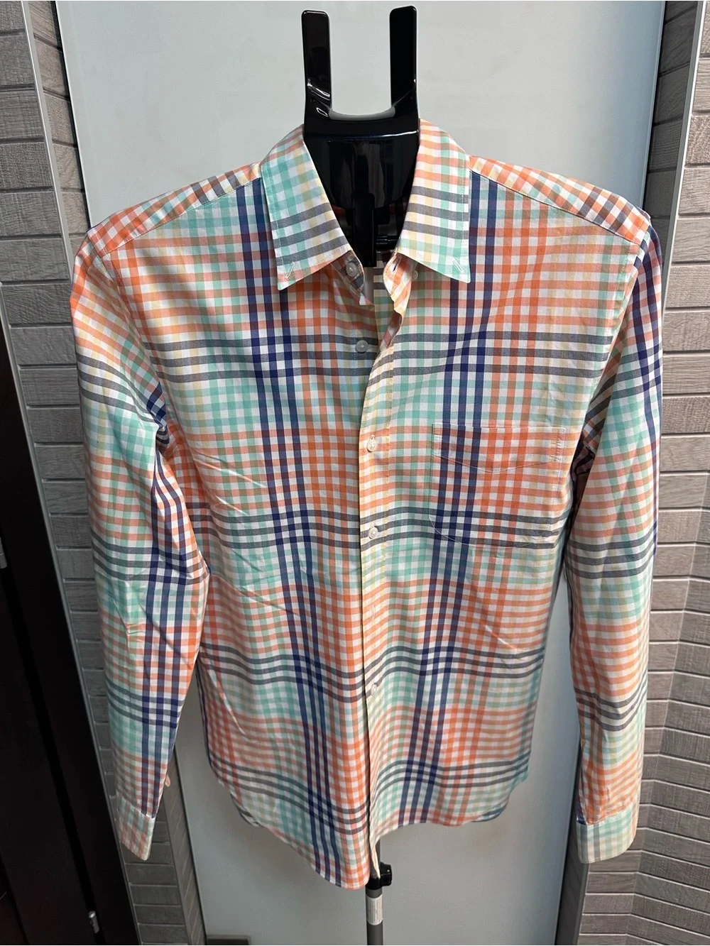 J. Crew Men's Plaid Slim fit Button-Down Shirt in Orange, Blue & Mint